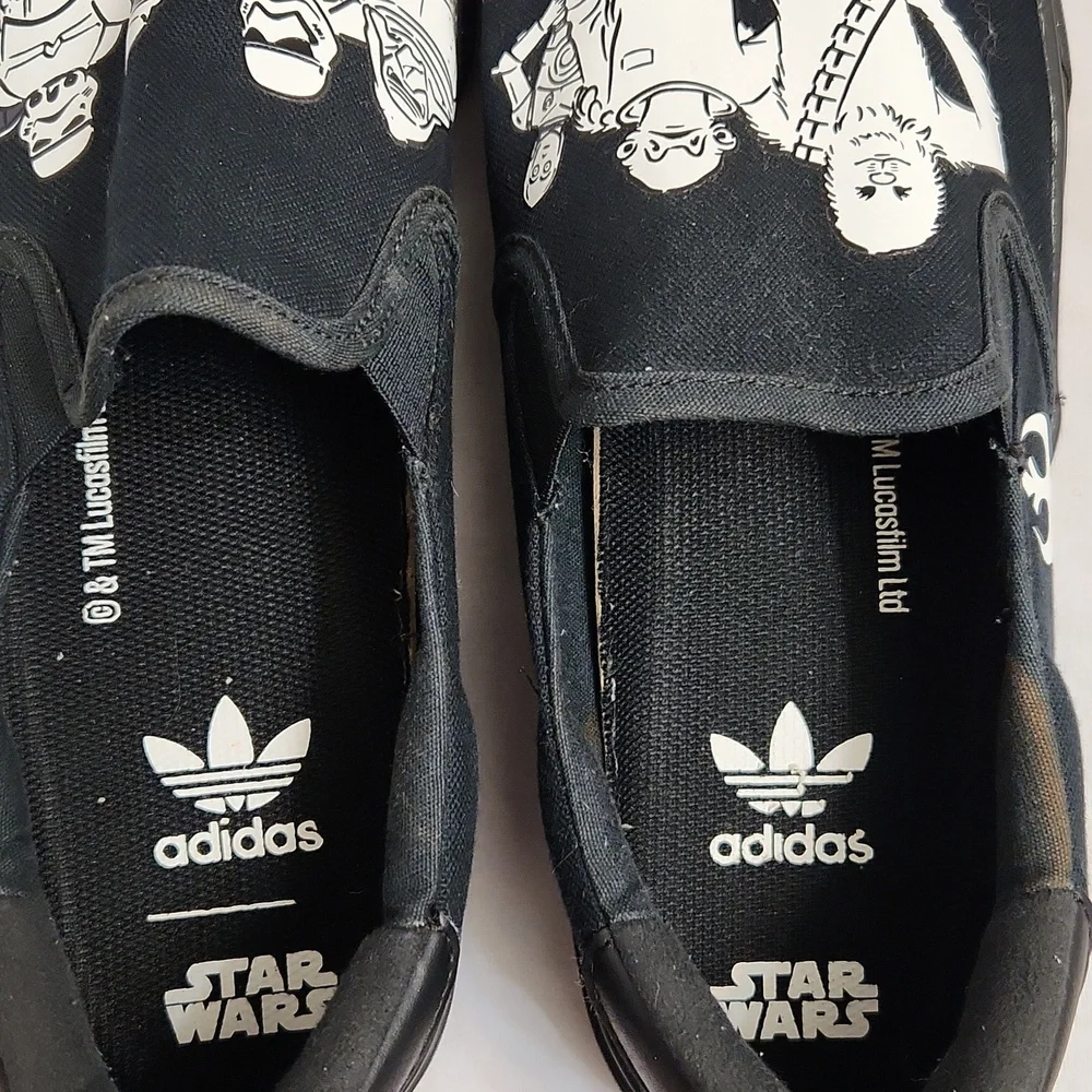 Adidas X Star Wars Court Rallye Black White Canvas Slip-On Sneakers (M Size 11)